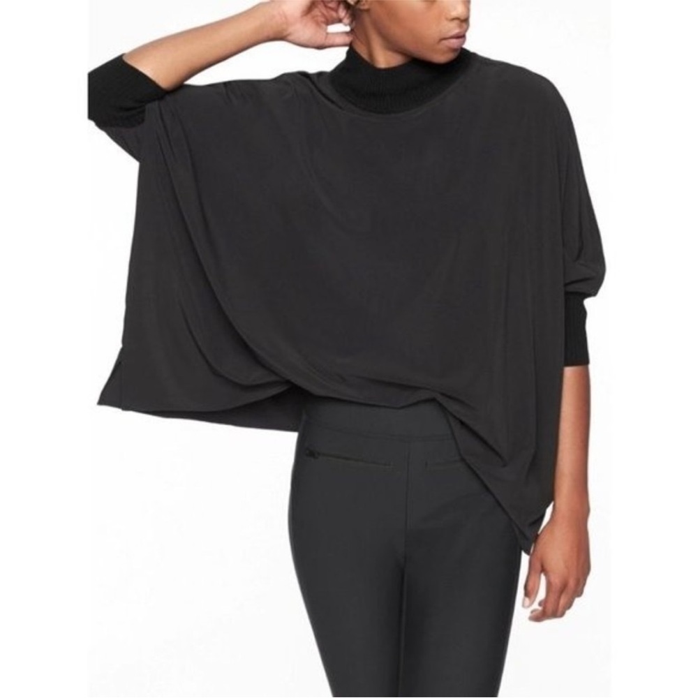 ATHLETA Black Insights Mock Neck Top Oversized Neutral Minimalist Modern Size XS